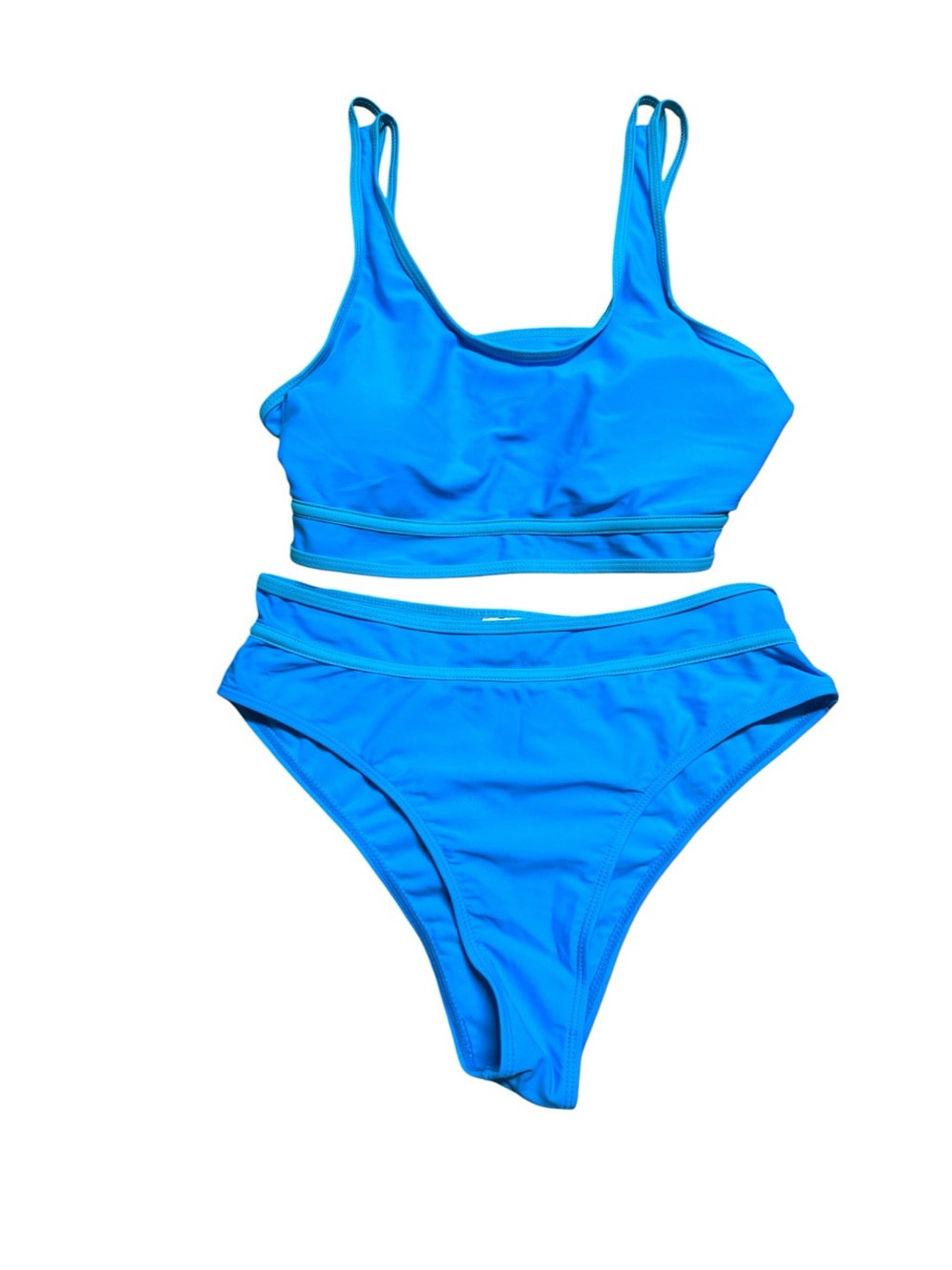 MOSHU Women’s Blue Two Piece Bikini Set Size Medium High Waist NWT